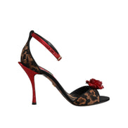 Dolce & Gabbana Brown Leopard Crystal Roses Sandals