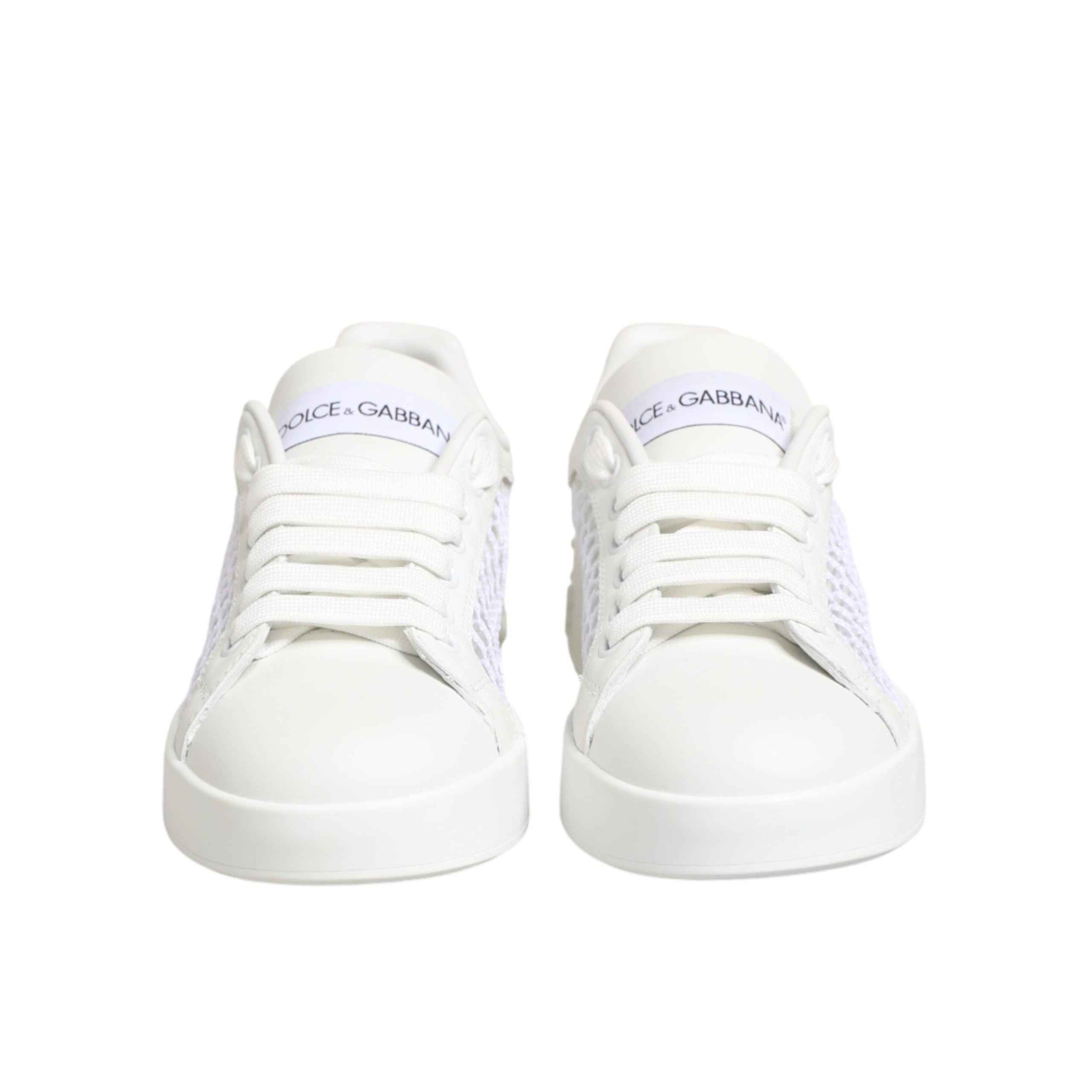 Dolce & Gabbana White Mesh Inserts Low Top Sneakers