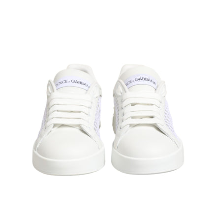 Dolce & Gabbana White Mesh Inserts Low Top Sneakers