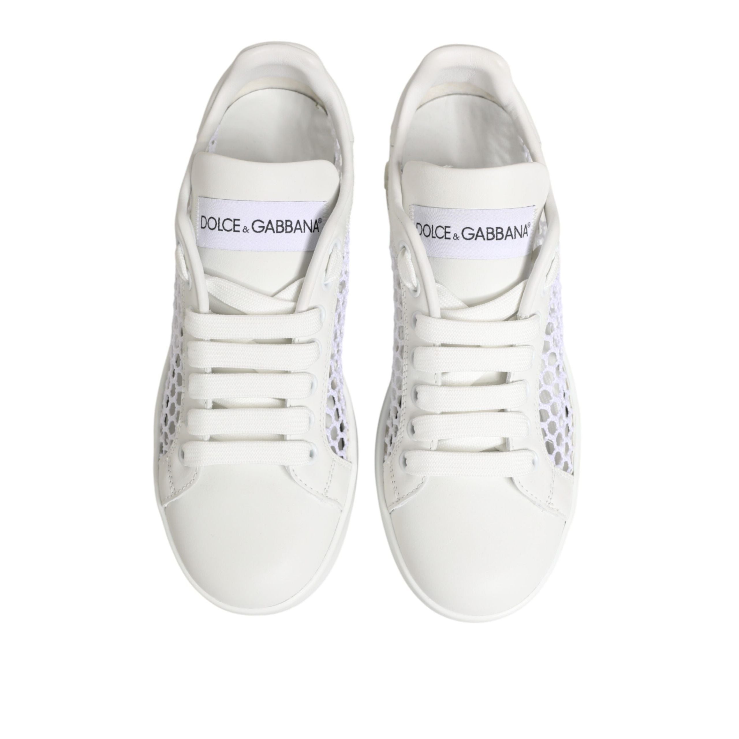 Dolce & Gabbana White Mesh Inserts Low Top Sneakers