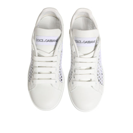 Dolce & Gabbana White Mesh Inserts Low Top Sneakers