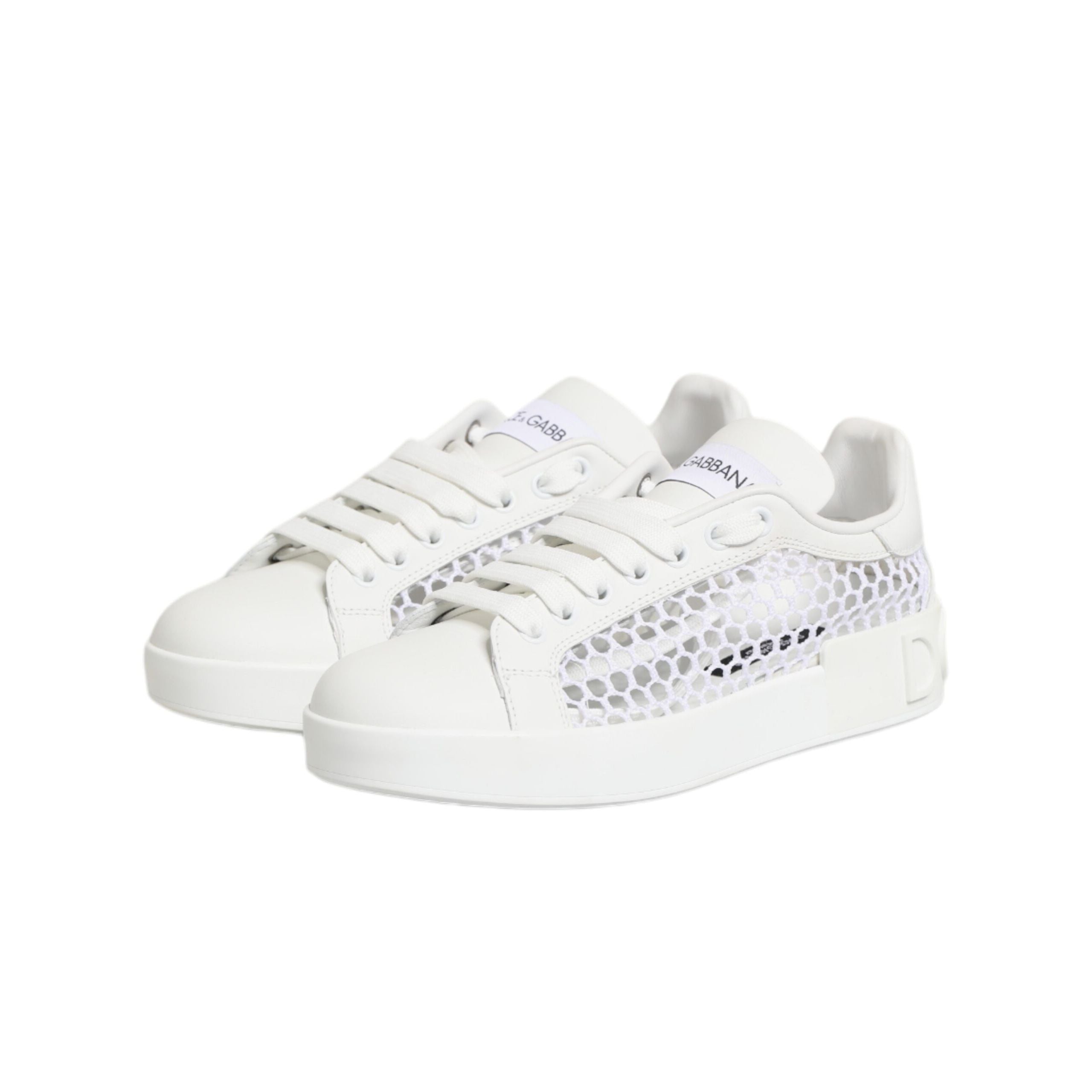 Dolce & Gabbana White Mesh Inserts Low Top Sneakers