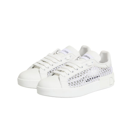 Dolce & Gabbana White Mesh Inserts Low Top Sneakers