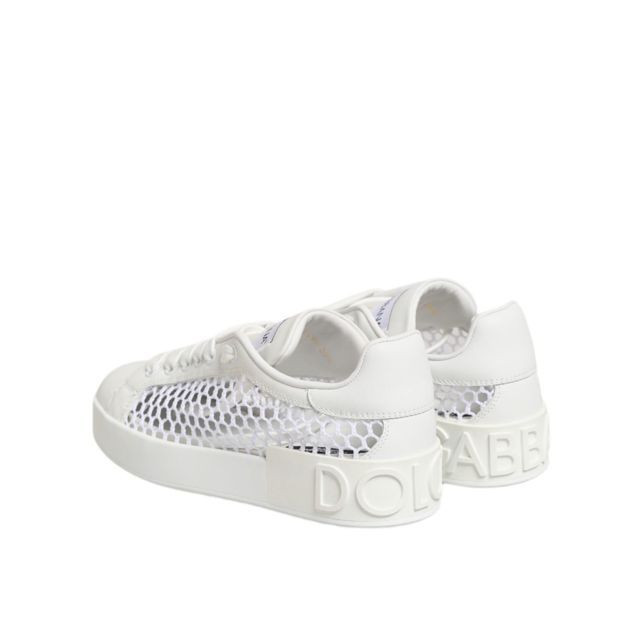 Dolce & Gabbana White Mesh Inserts Low Top Sneakers