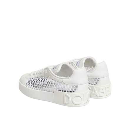 Dolce & Gabbana White Mesh Inserts Low Top Sneakers