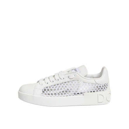 Dolce & Gabbana White Mesh Inserts Low Top Sneakers