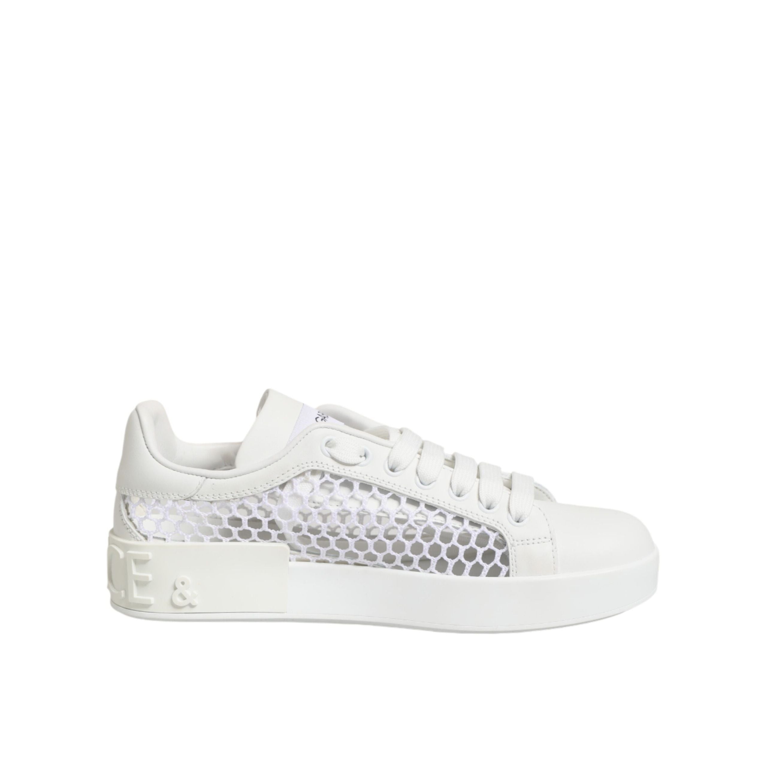 Dolce & Gabbana White Mesh Inserts Low Top Sneakers