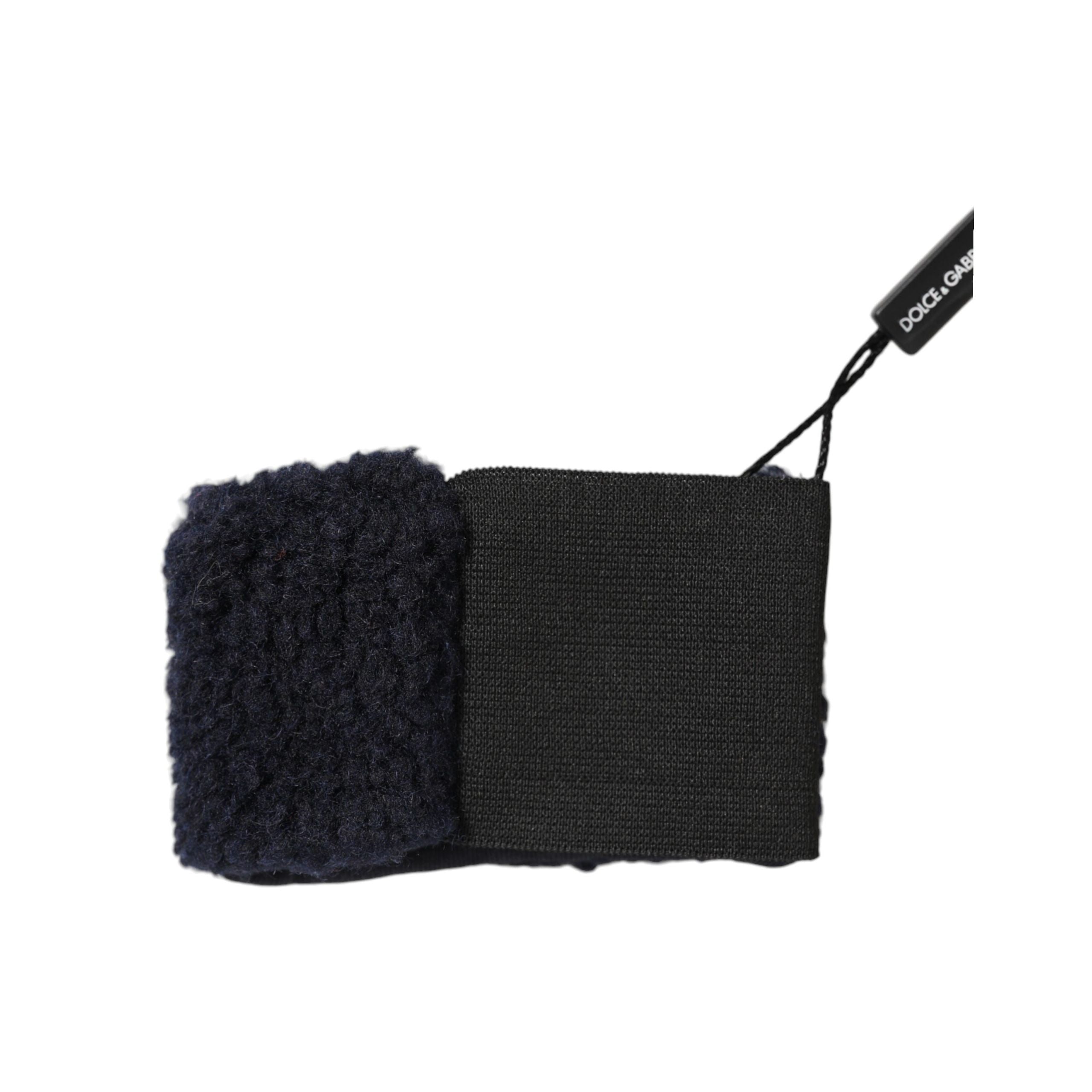 Dolce & Gabbana Black Wool Knitted Sweatbands Wristband