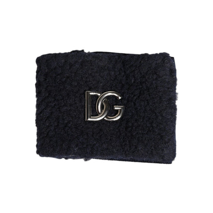 Braccialetto da uomo Dolce & Gabbana in poliestere nero con placca logo, taglia unica