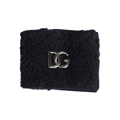 Braccialetto da uomo Dolce & Gabbana in poliestere nero con placca logo, taglia unica