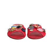 Chaussures Sandales Plates Dolce & Gabbana Rouges Ornées à Enfiler