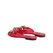Chaussures Sandales Plates Dolce & Gabbana Rouges Ornées à Enfiler