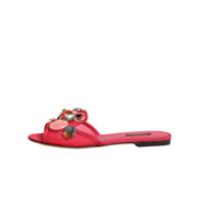 Chaussures Sandales Plates Dolce & Gabbana Rouges Ornées à Enfiler