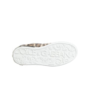 Dolce & Gabbana Brown Leather Leopard Low Top Sneakers