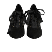 Dolce & Gabbana Black Floral Lace-Up Pumps
