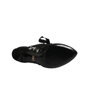 Dolce & Gabbana Black Floral Lace-Up Pumps