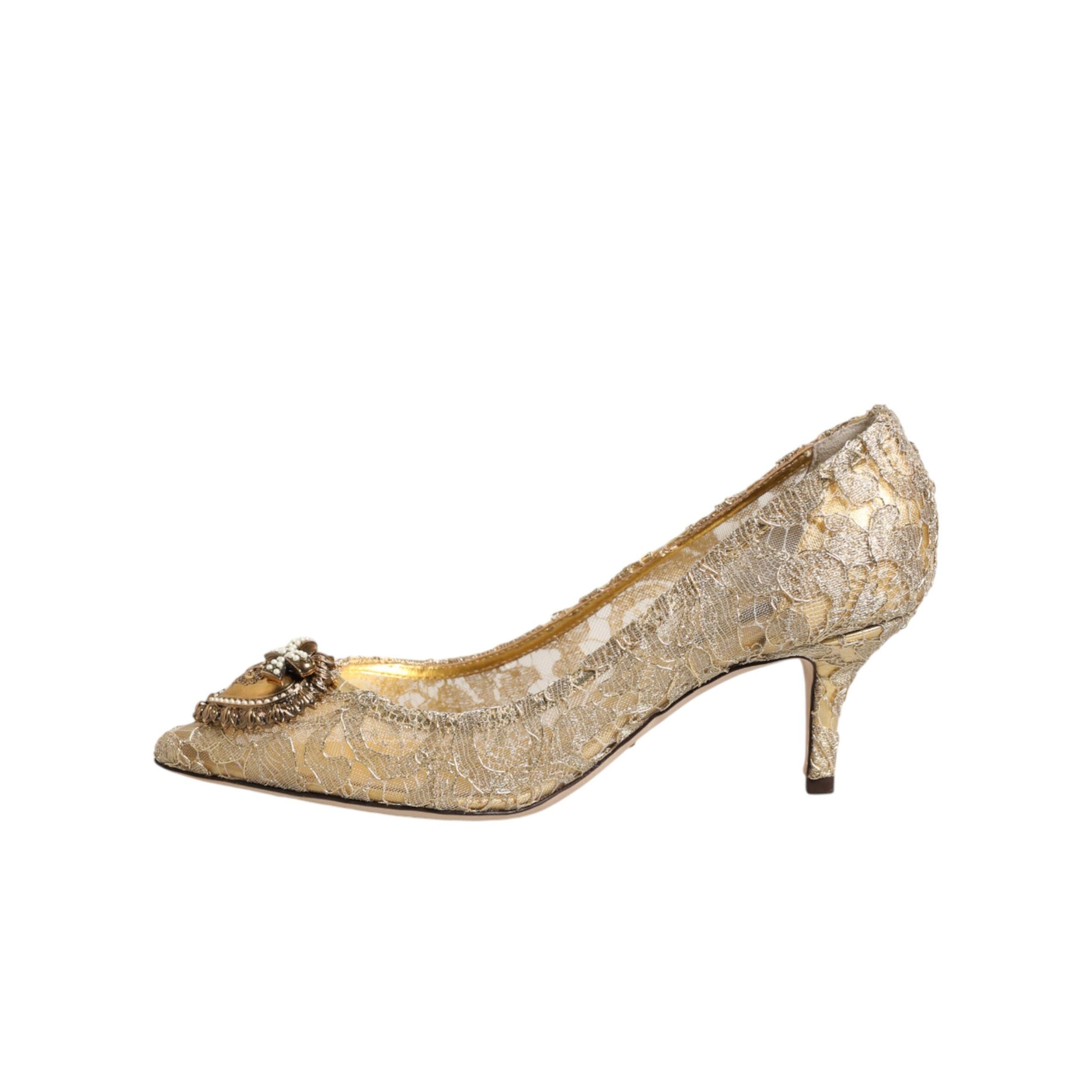 Scarpe Décolleté Dolce & Gabbana in Pizzo Taormina Oro DEVOTION