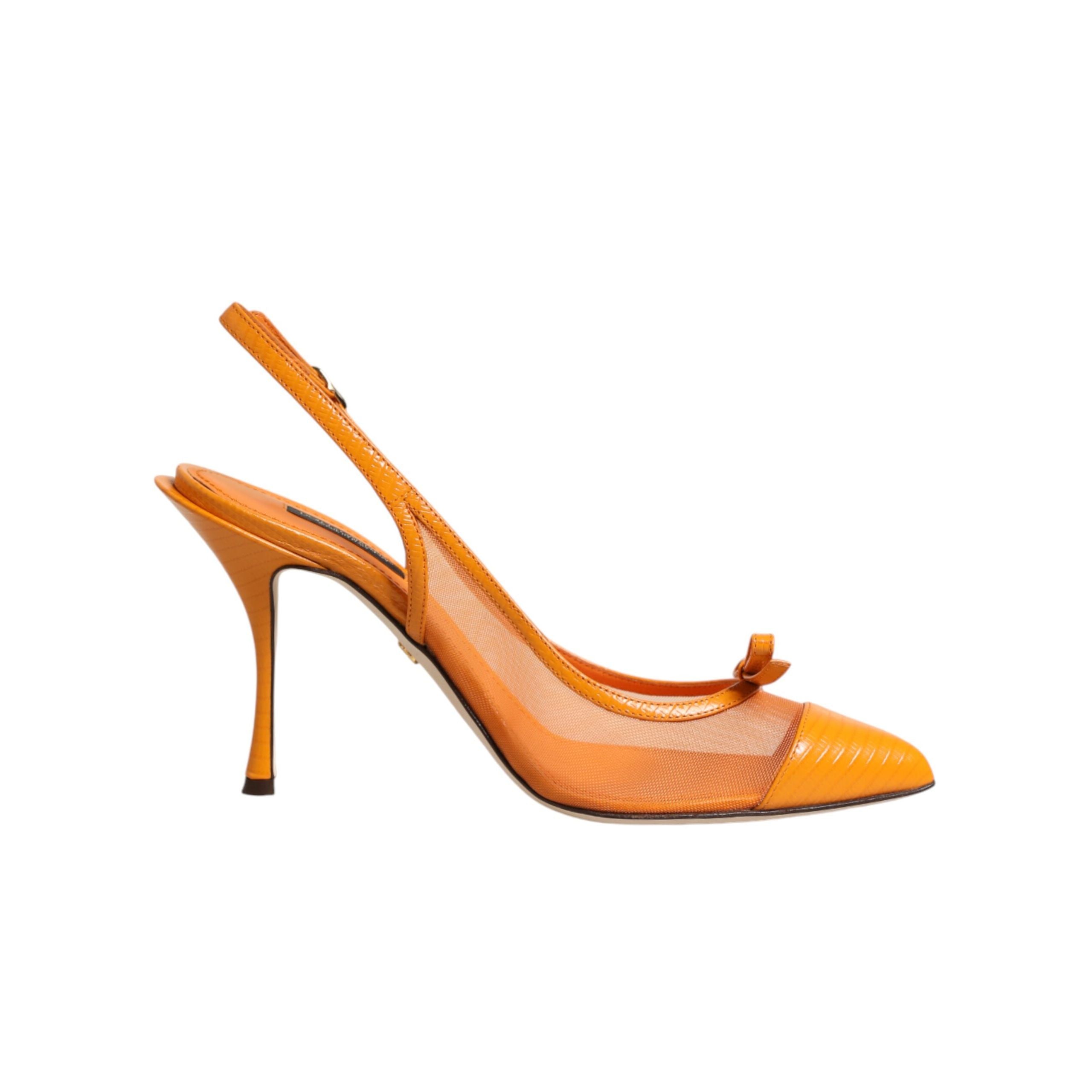 Dolce & Gabbana Décolleté Slingback Arancioni in Pelle e Rete