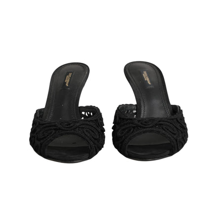 Chaussures à talons à enfiler Dolce & Gabbana brodées noires
