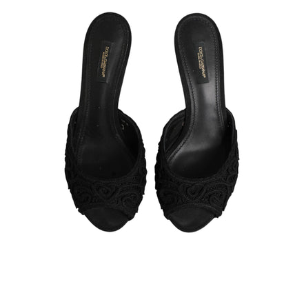 Chaussures à talons à enfiler Dolce & Gabbana brodées noires