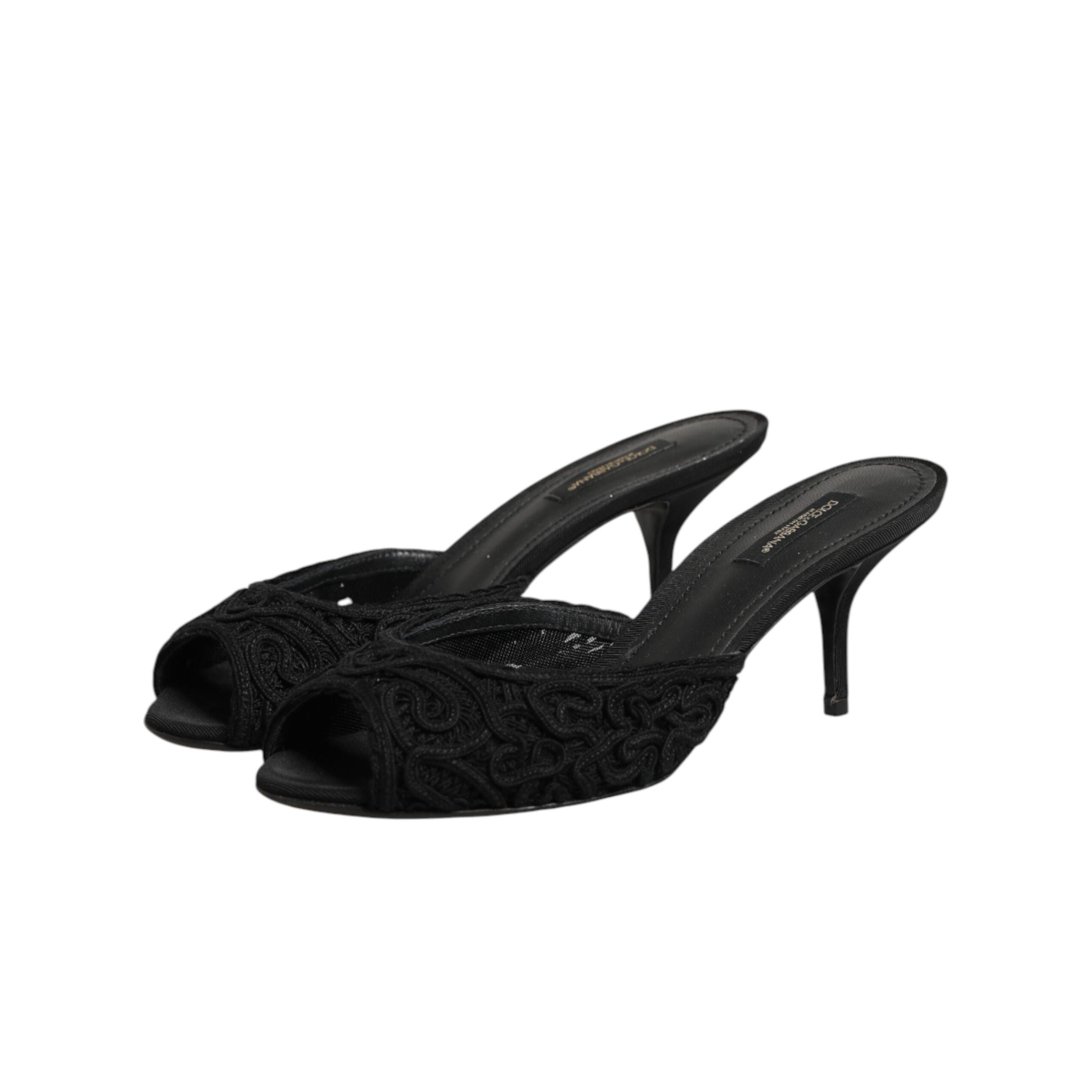 Chaussures à talons à enfiler Dolce & Gabbana brodées noires