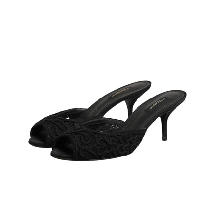 Chaussures à talons à enfiler Dolce & Gabbana brodées noires