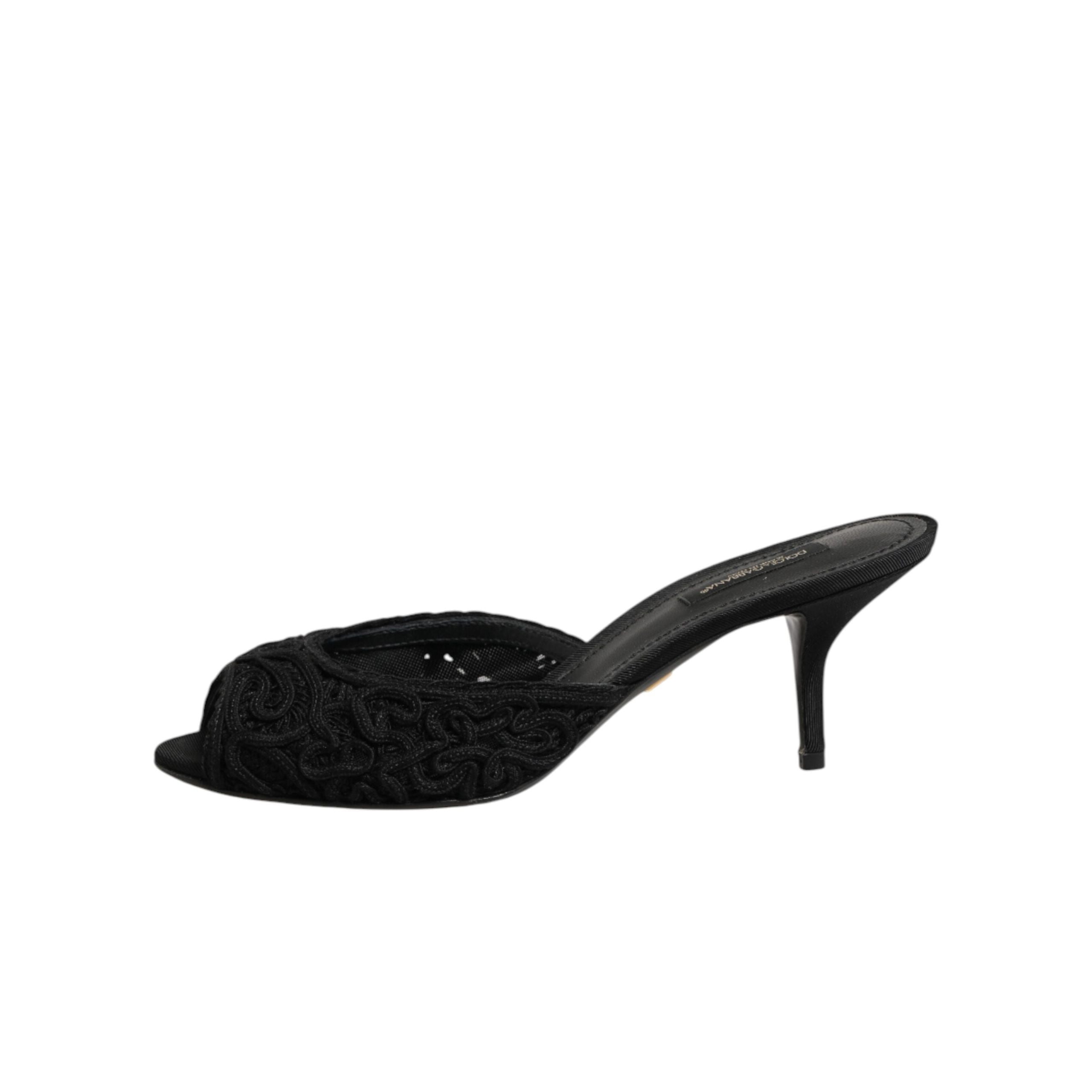 Chaussures à talons à enfiler Dolce & Gabbana brodées noires