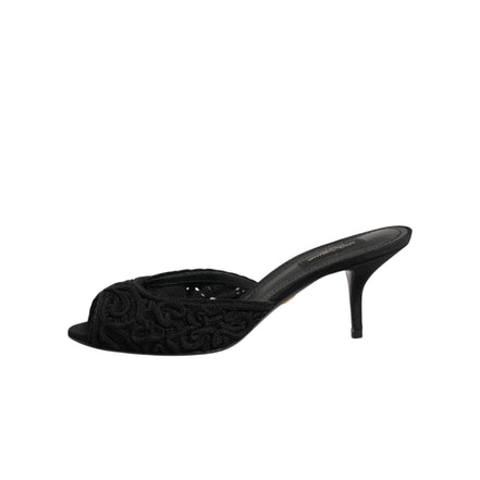 Chaussures à talons à enfiler Dolce & Gabbana brodées noires