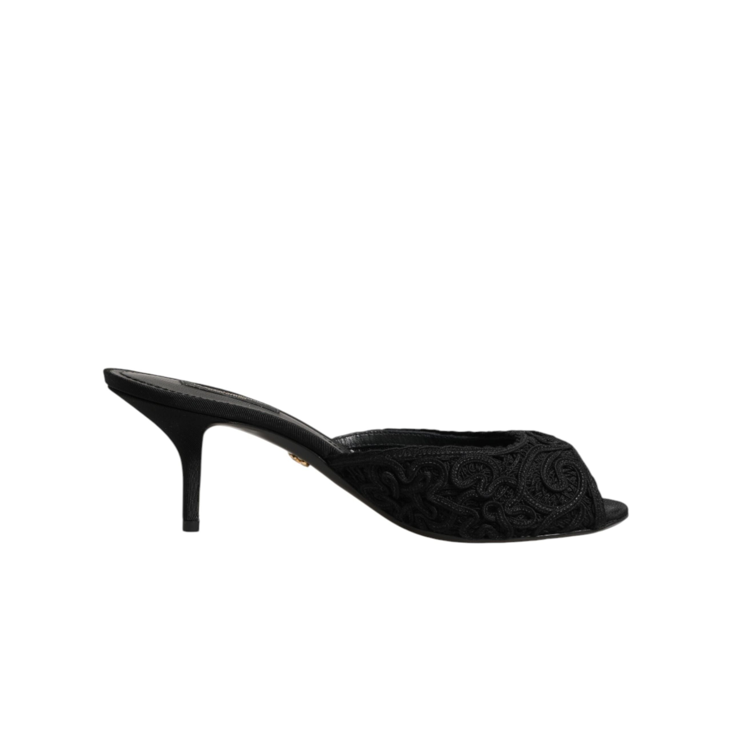 Chaussures à talons à enfiler Dolce & Gabbana brodées noires