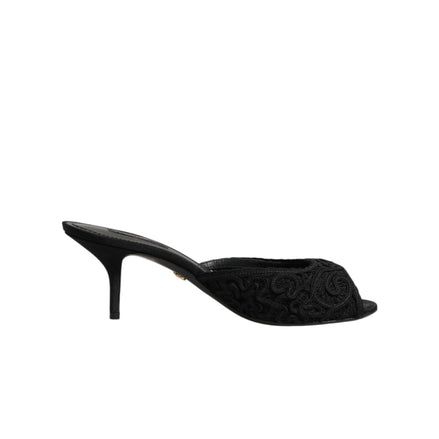 Chaussures à talons à enfiler Dolce & Gabbana brodées noires