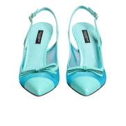 Dolce & Gabbana Blue Leather Mesh Slingback Pumps