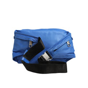 Sac banane en nylon bleu Dolce & Gabbana avec plaque logo pour homme