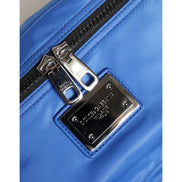 Sac banane en nylon bleu Dolce & Gabbana avec plaque logo pour homme