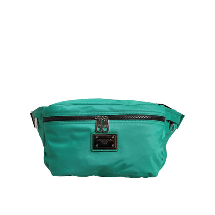 Borsello da uomo Dolce & Gabbana in nylon verde con logo placca e marsupio