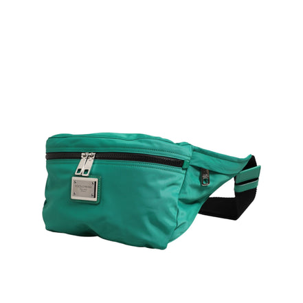 Borsello da uomo Dolce & Gabbana in nylon verde con logo placca e marsupio