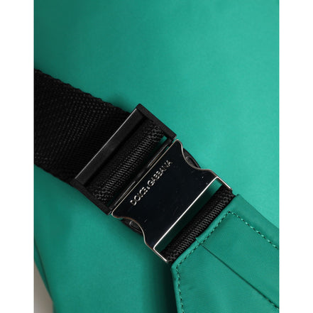 Borsello da uomo Dolce & Gabbana in nylon verde con logo placca e marsupio