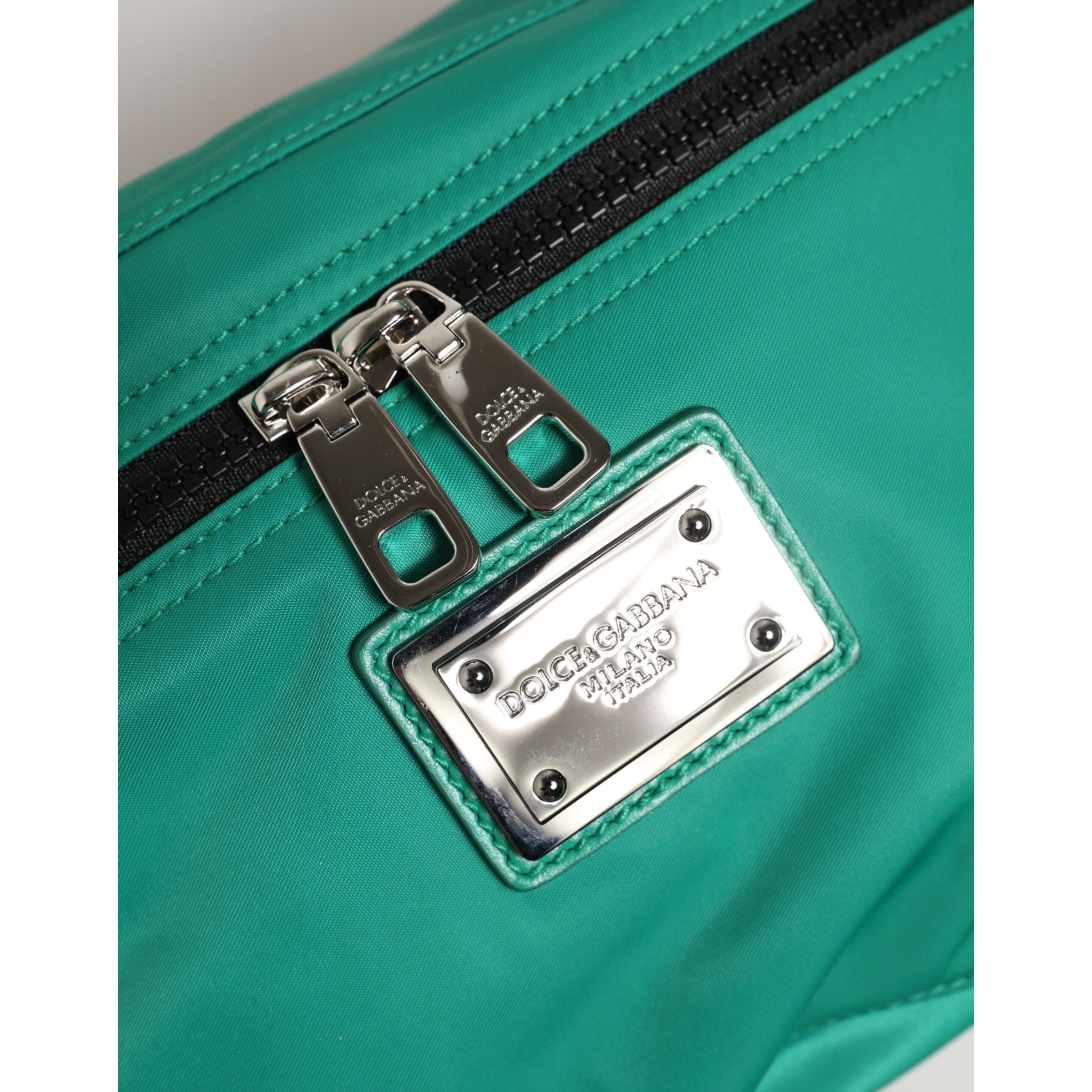 Borsello da uomo Dolce & Gabbana in nylon verde con logo placca e marsupio
