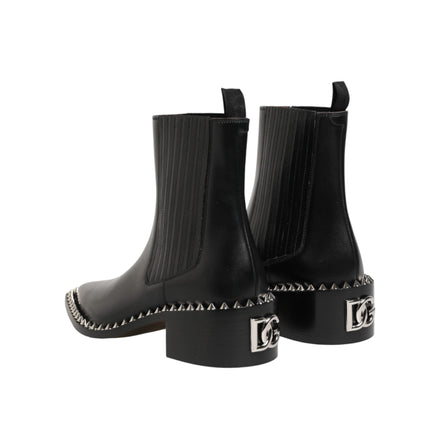 Chaussures Bottines Courtes Cheville Chelsea cloutées noires Dolce & Gabbana