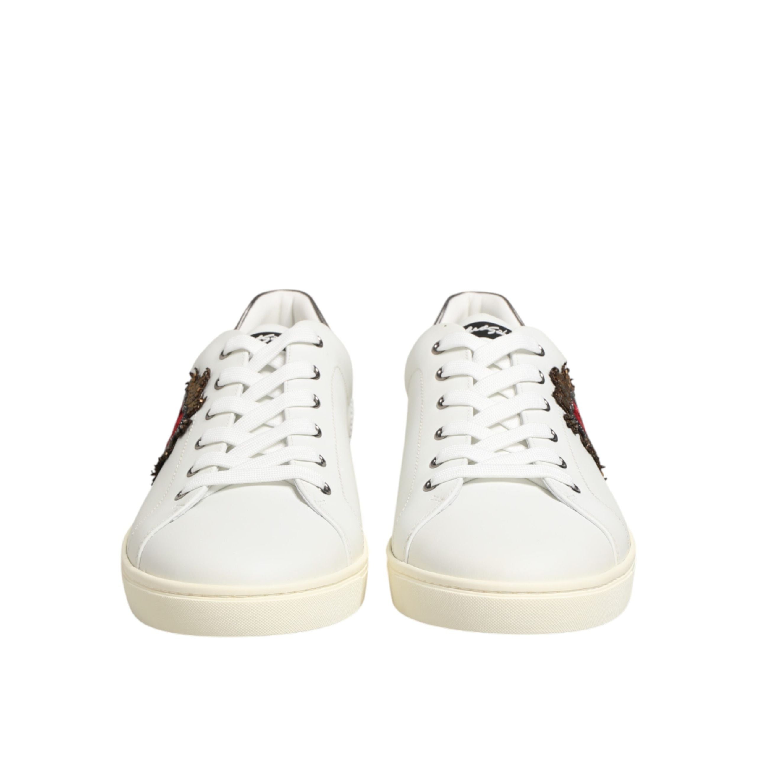 Dolce & Gabbana Scarpe da Ginnastica in Pelle Bianca con Cuori