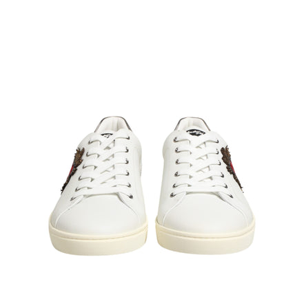 Dolce & Gabbana Scarpe da Ginnastica in Pelle Bianca con Cuori
