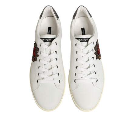 Dolce & Gabbana Scarpe da Ginnastica in Pelle Bianca con Cuori