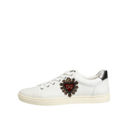 Dolce & Gabbana Scarpe da Ginnastica in Pelle Bianca con Cuori
