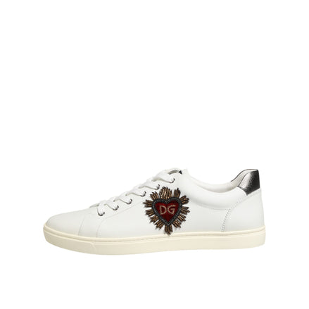 Dolce & Gabbana Scarpe da Ginnastica in Pelle Bianca con Cuori