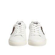 Dolce & Gabbana White Leather Heart Embellished Sneakers
