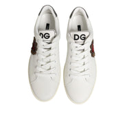 Dolce & Gabbana White Leather Heart Embellished Sneakers
