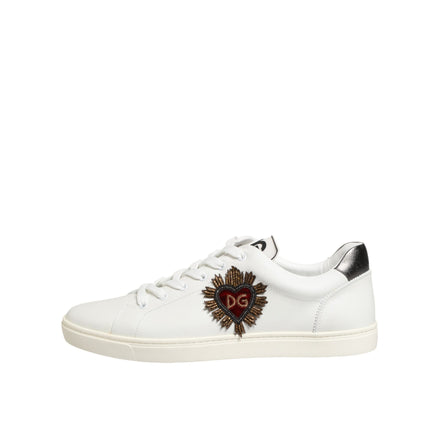 Dolce & Gabbana Scarpe da Ginnastica in Pelle Bianca con Cuori