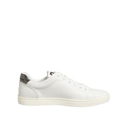 Dolce & Gabbana White Leather Heart Embellished Sneakers
