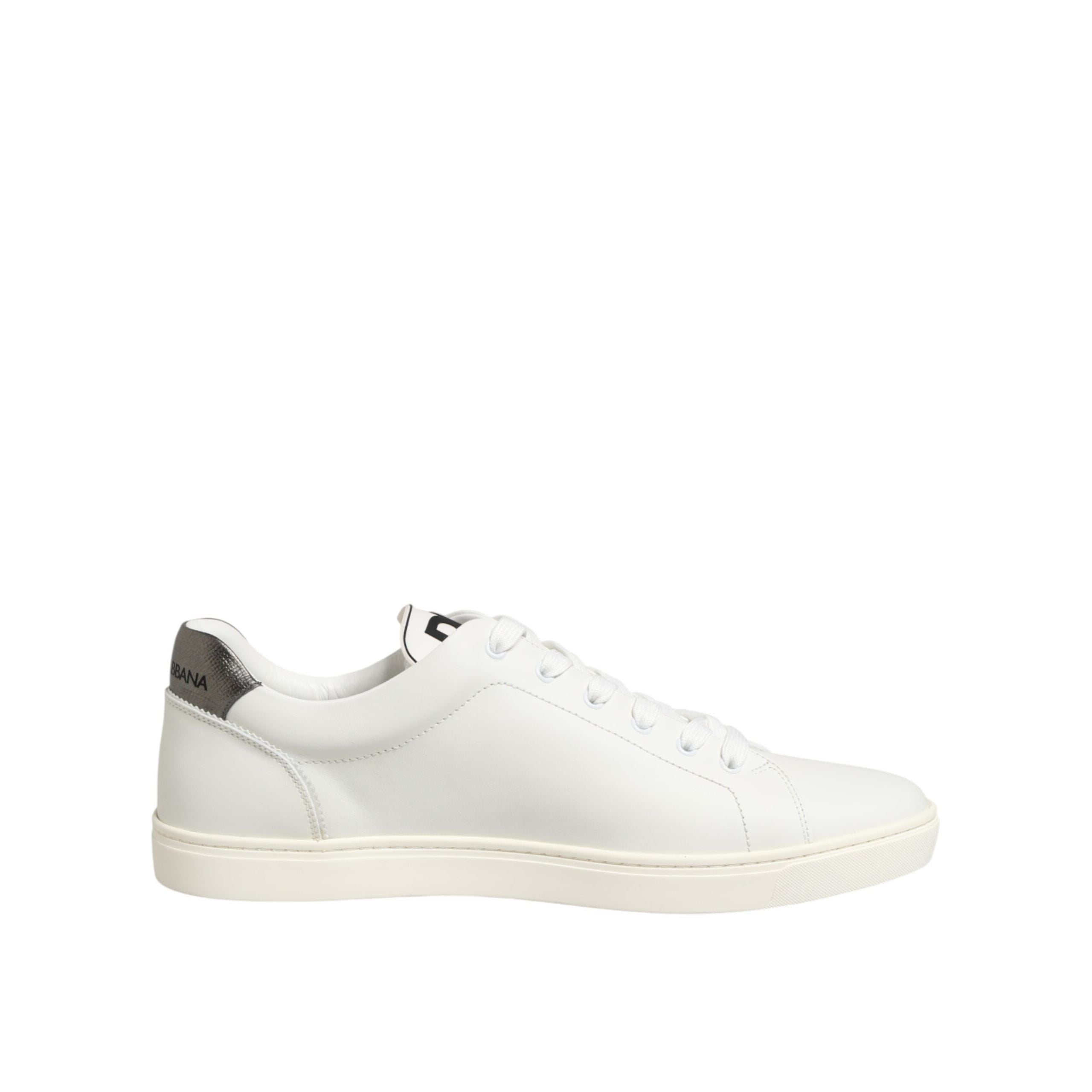 Dolce & Gabbana White Leather Heart Embellished Sneakers