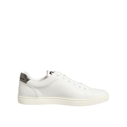 Dolce & Gabbana White Leather Heart Embellished Sneakers