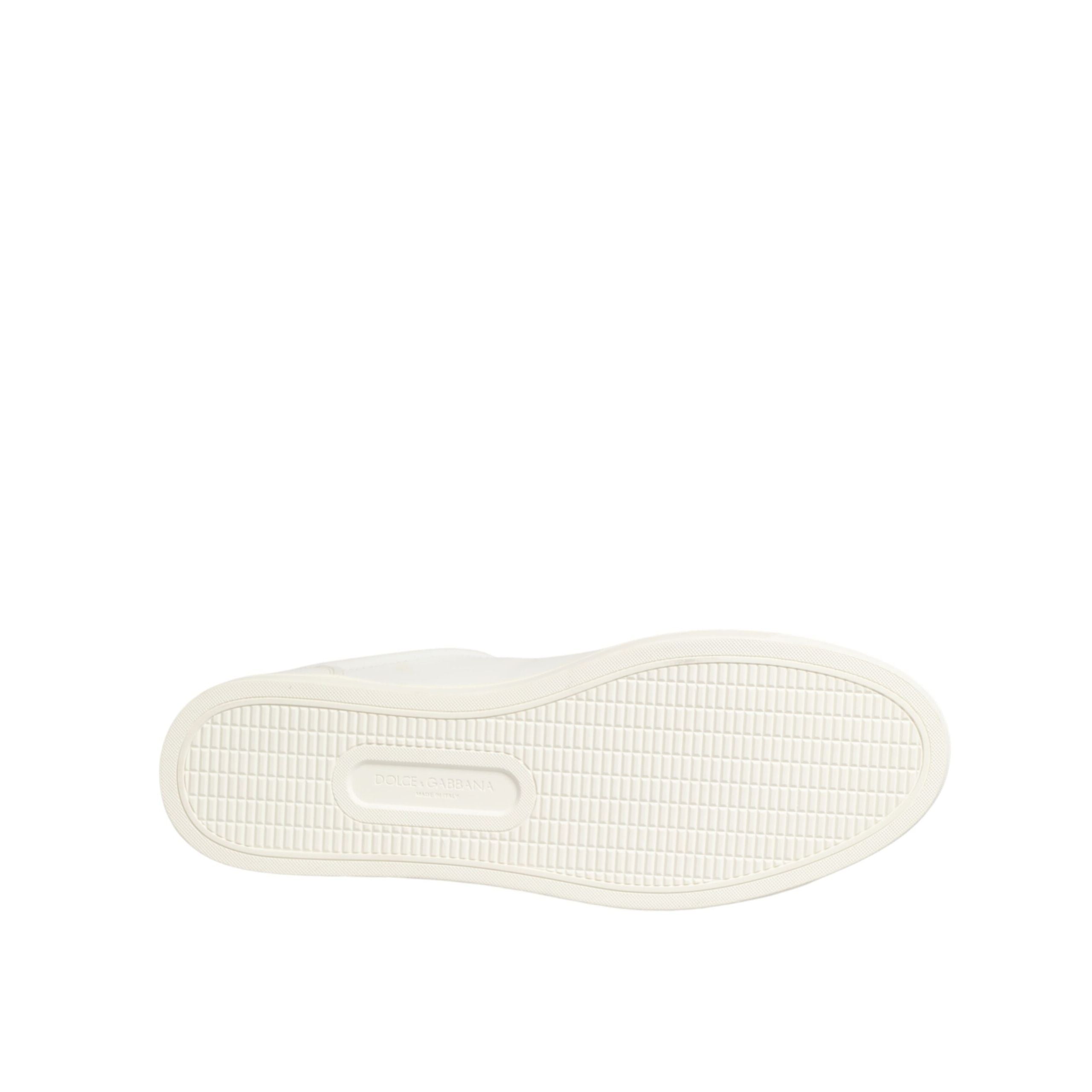 Dolce & Gabbana White Leather Heart Embellished Sneakers